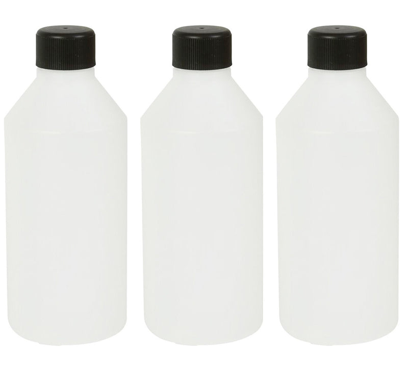 250ml Natural HDPE Bottles & Black Ribbed Screw Caps (28/410)