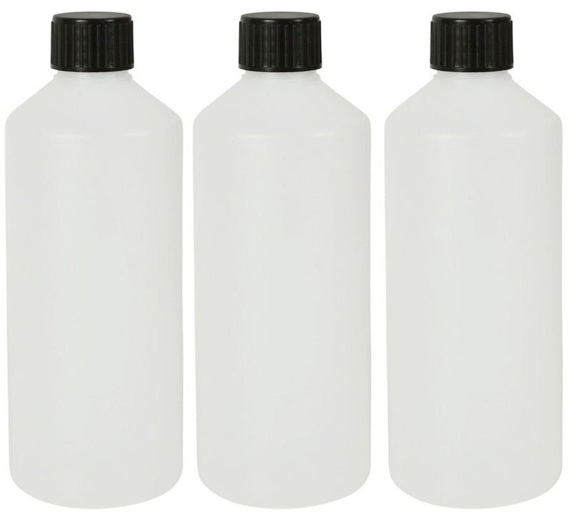 500ml Natural HDPE Bottles & Black Ribbed Screw Caps (28/410)