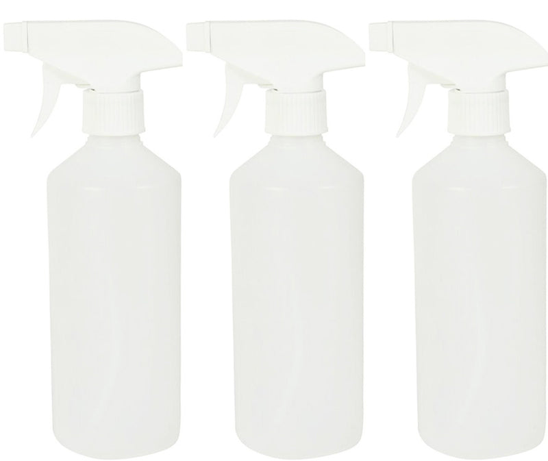 500ml Natural HDPE Bottles & White Trigger Sprayers (28/410)