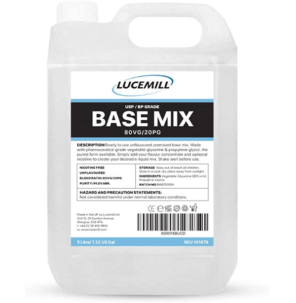 80VG/20PG Base Mix Premium Premixed Base Liquid 80VG/20PG Base Mix Premium Premixed Base Liquid